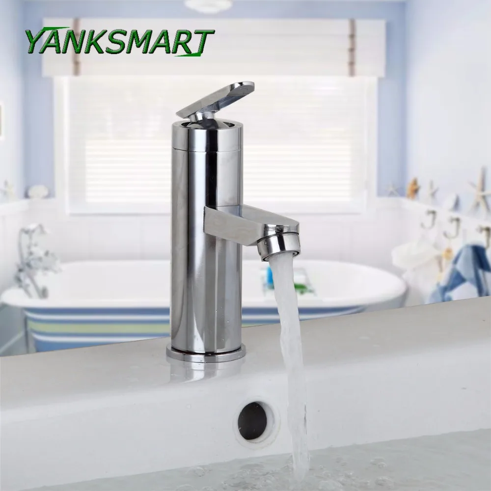 YANKSMART кран для раковины ванной комнаты Смеситель горячей и холодной воды с одной