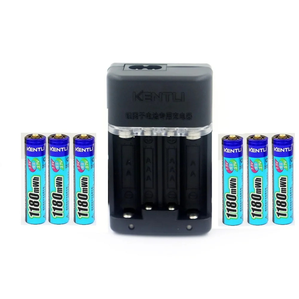 Аккумуляторная литий ионная батарея KENTLI 6pcs1.5v AAA 1180mWh + Интеллектуальное Быстрое