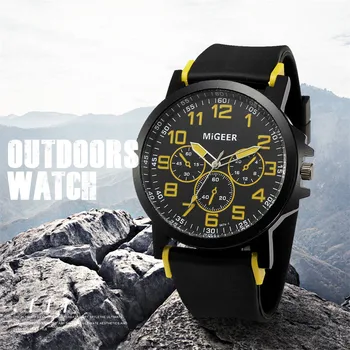 

Classic Watches Black Silicone Belt Stainless Steel Sports Watch Men's Quartz Watch Relogio Masculino Reloj Hombre Watch Men