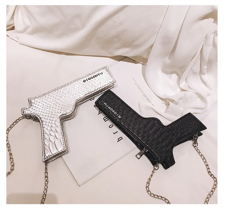Fanny 3D цепи в форме пистолета женские сумки через плечо роскошные из искусственной кожи Сумка через плечо женские шикарные маленькие кошельки клатч сумка для девочек
