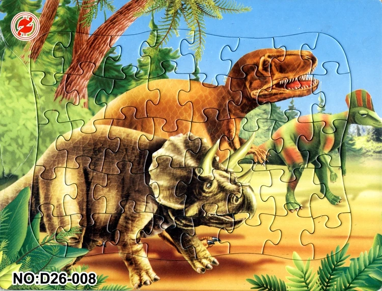 

21*28CM 40 Pieces paper The Jurassic dinosaurs 2D puzzle tyrannosaurus horned dinosaur Jigsaw Puzzle toy