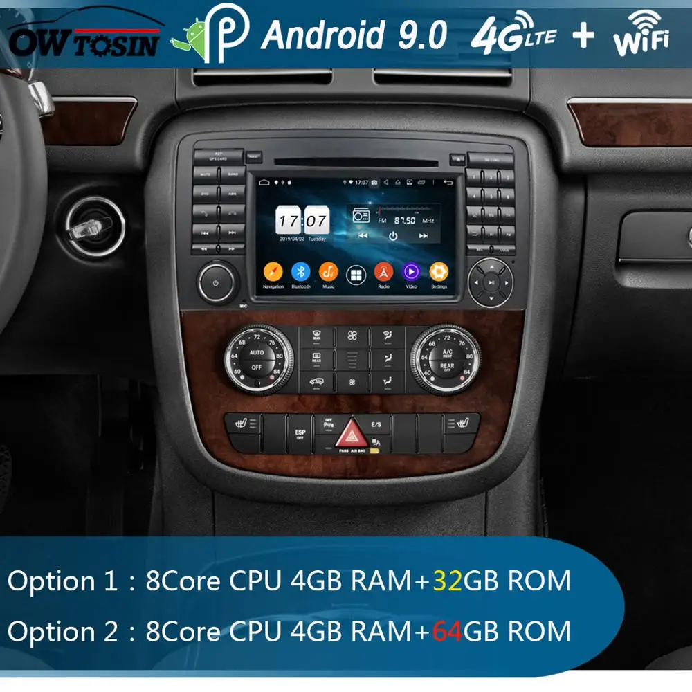 Sale 7"IPS 8Core 4G+64G Android 9.0 Car DVD Player For Mercedes Benz R Class W251 W280 W300 W320 W350 GPS Radio DSP Parrot BT CarPlay 1