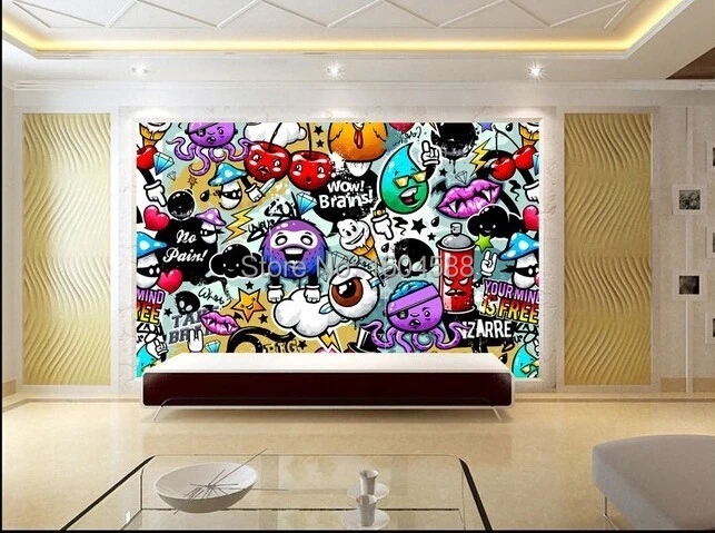 Современная креативная художественная граффити настенная бумага для детской комнаты гостиной домашний декор Индивидуальный размер 3D Нетканая настенная бумага