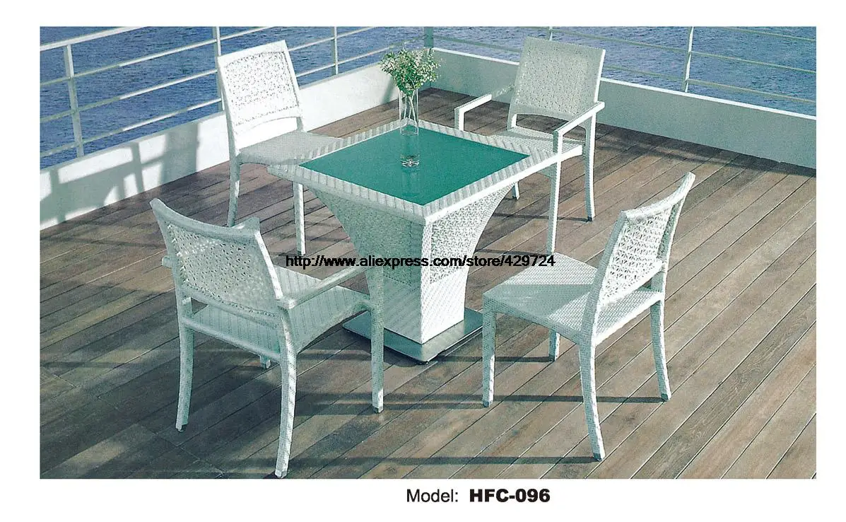 

Modern Design White Holiday Leisure Sofa Chair Rattan Sea Beach Swing Pool Gardern Furniture Wicket 1 Table 4 Chair Garden Set