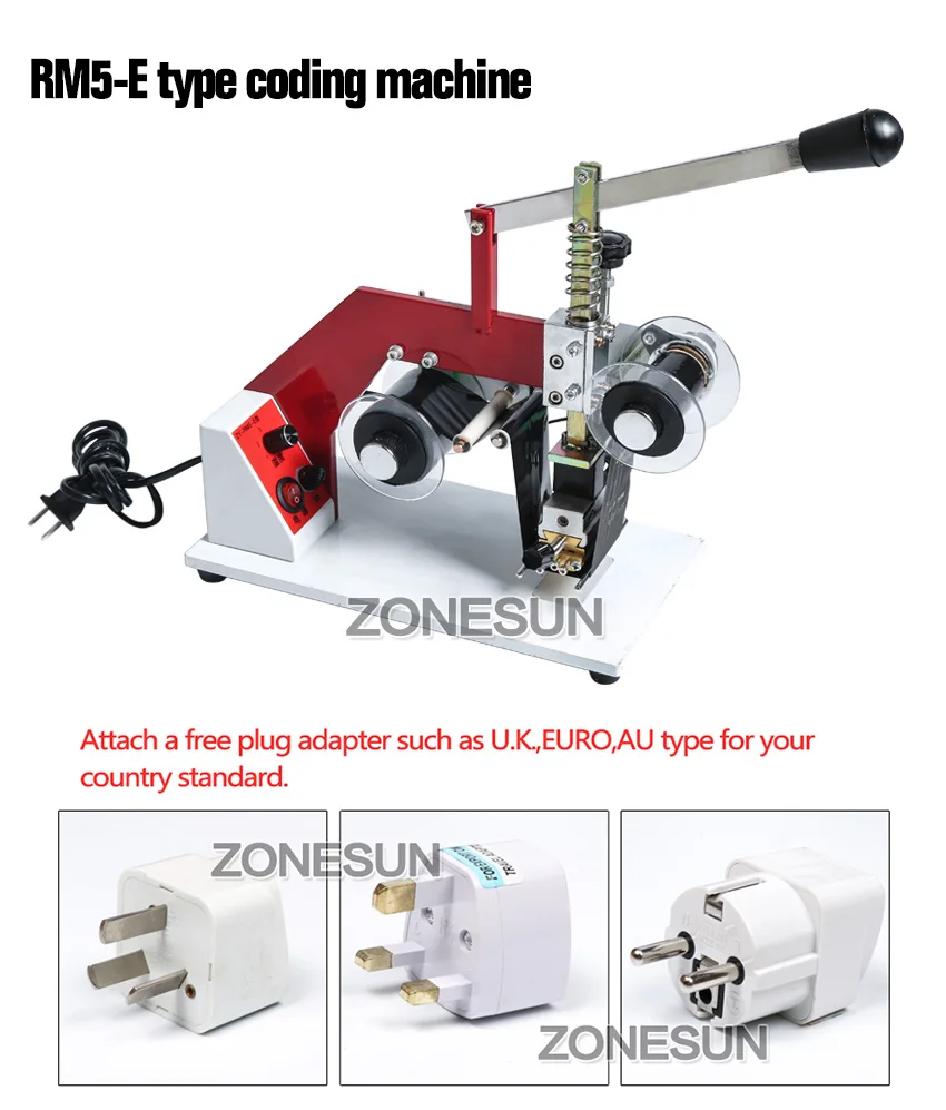 ZONESUN ZY-RM5-E цвет ленты Горячая печатная машина ручной кодирования Дата принтер код области печати 35/50*3 мм