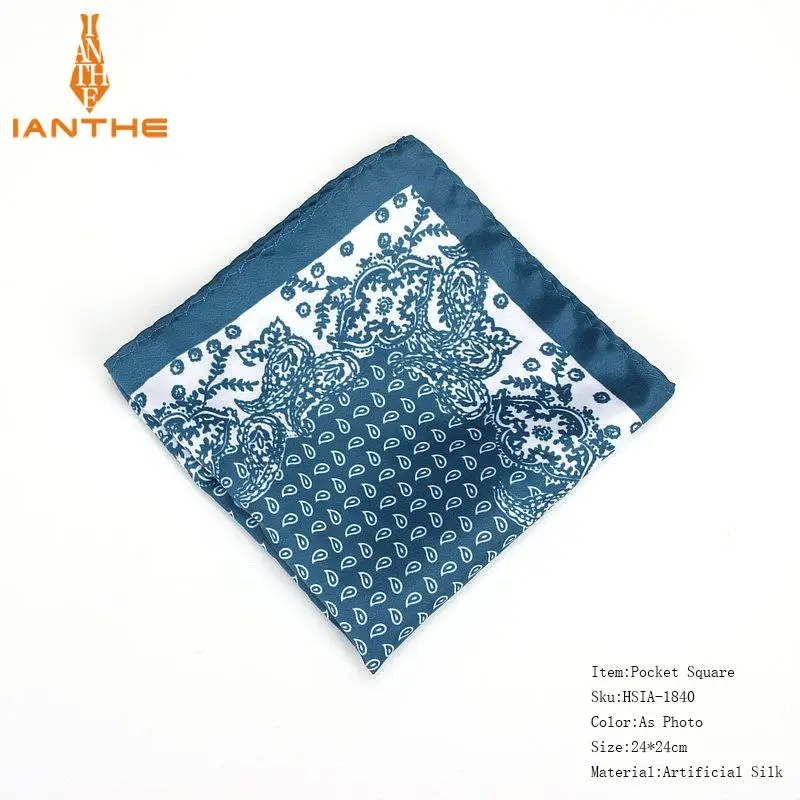 Фирменная Новинка Для мужчин платок Винтаж Пейсли Print Pocket Square мягкие шелковые платки Свадебная вечеринка Бизнес Hanky груди Полотенца подарок - Цвет: IA1840