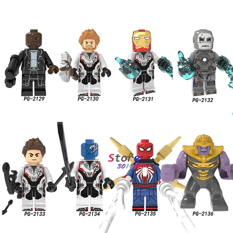 

Single Avengers Endgame Endgame IronMan black Panther Thor Iron Man MK1 Hawkeye Spider-Man Figure building blocks Kids Toys