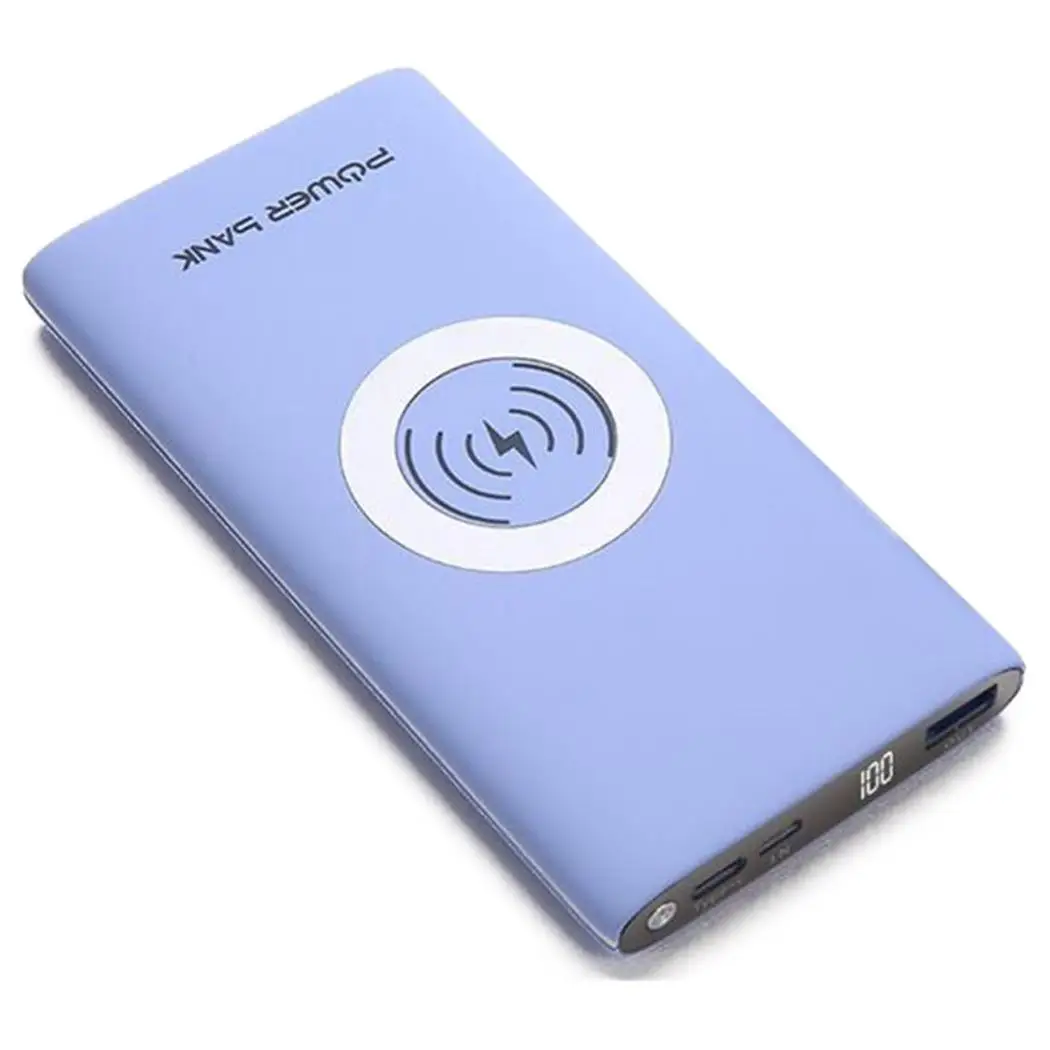 Portable Ultra Thin 10000mAh Smartphones Wireless 5V 1A, 5V 2.1A Fast Charge Power powerbank Square 65% Bank - Цвет: pink