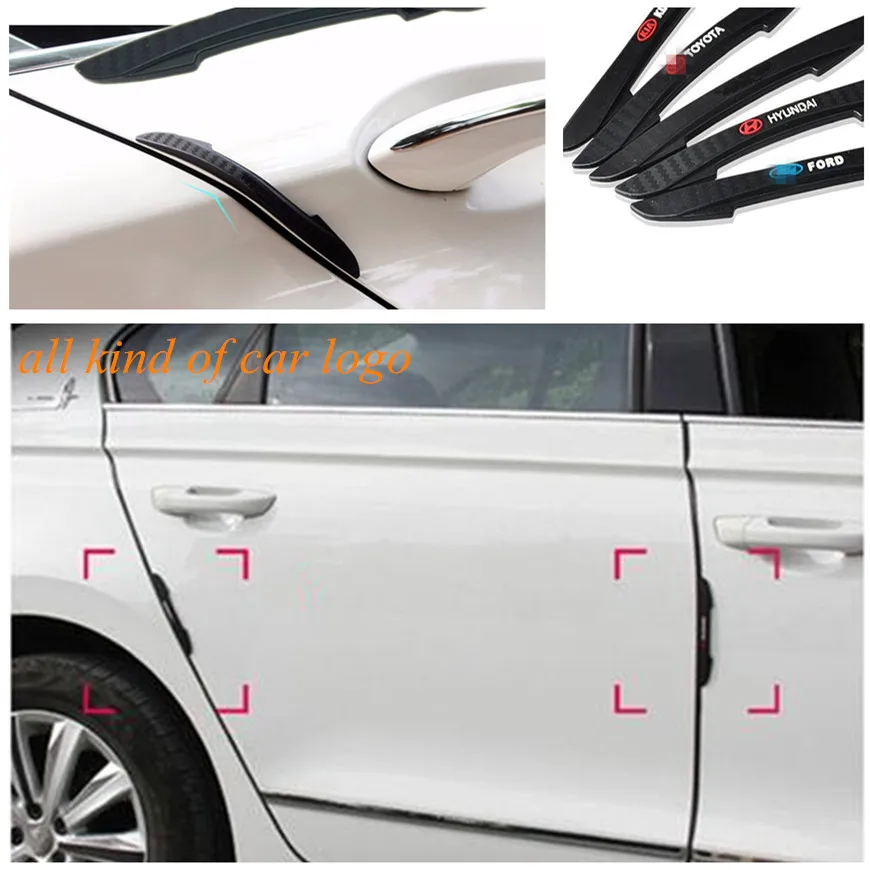 

4PCS\Car Anti-Collision Strip Bumper Protector Cover Car door logo stickers for Peugeot Toyota Audi Ford Mitsubishi Car styling