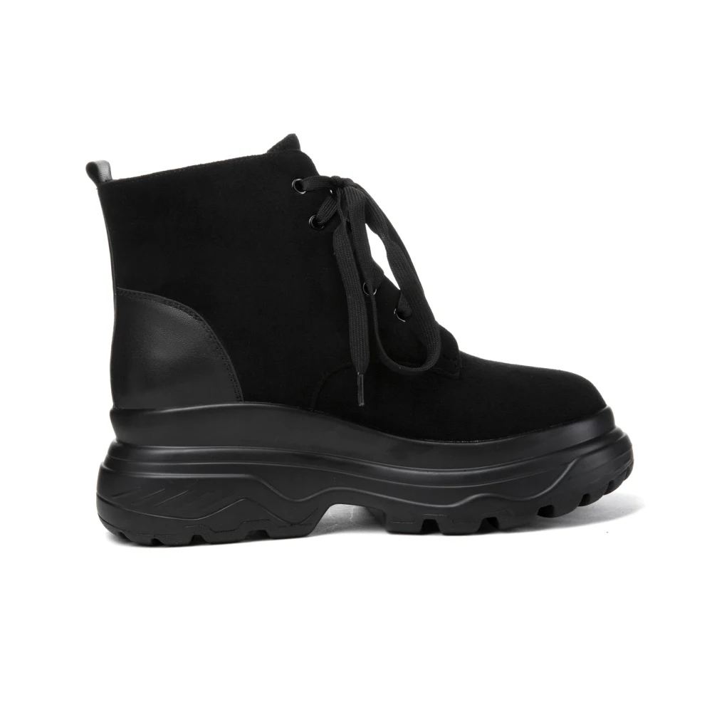 Plate Boot forme Dentelle black brown En Femme Semelle Imperméables Martin Cuir Chaussures Nouvelle Hiver Épaisse up Apricot Équestre Véritable Femmes Bottes Cheville T3ucl5JF1K