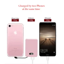 JINXINGCHENG 6000 мАч Внешний аккумулятор для Iphone зарядное устройство для Xiaomi usb type C Встроенный кабель портативные аксессуары