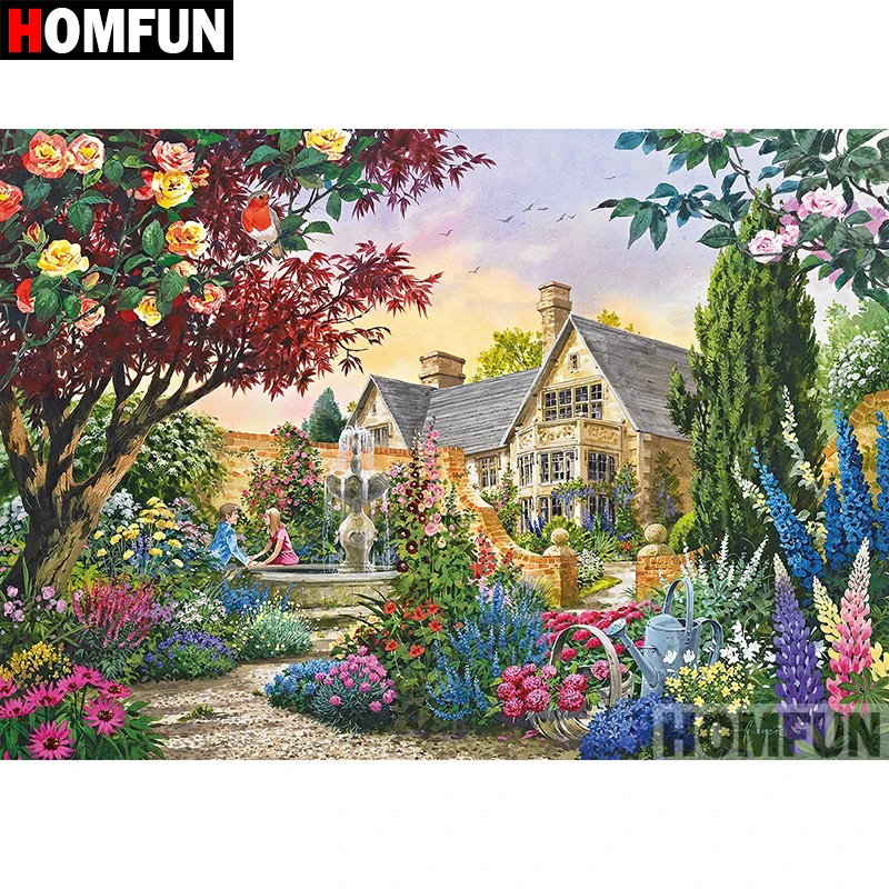 

HOMFUN 5D DIY Diamond Painting Full Square/Round Drill "Garden scenery" Embroidery Cross Stitch gift Home Decor Gift A08290
