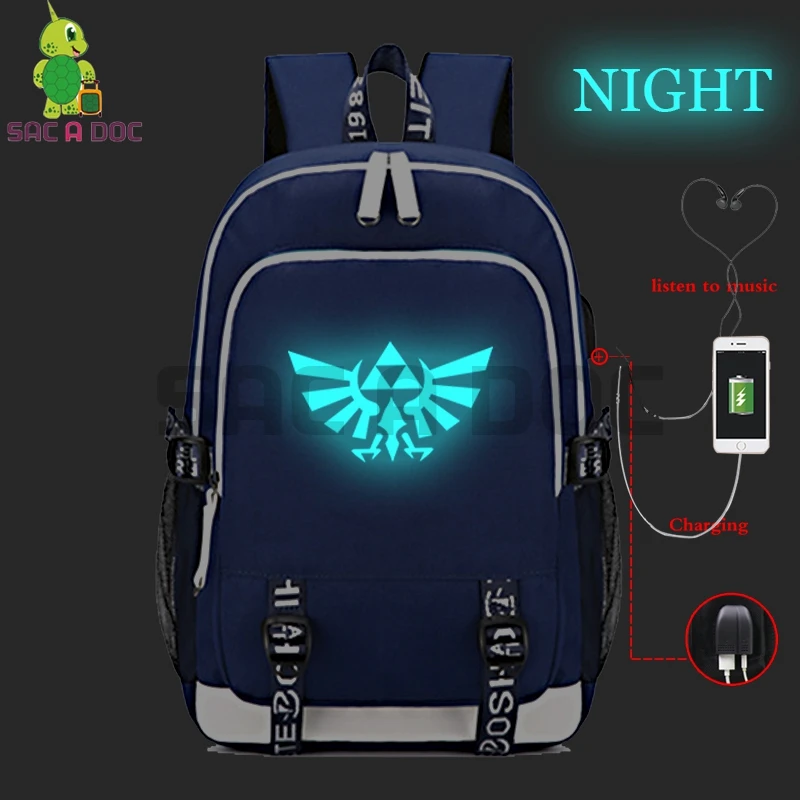 

Anime The Legend of Zelda Multifunction Backpack USB Charging Luminous Laptop Backpack for Teenage Girls Boys School Travel Bags