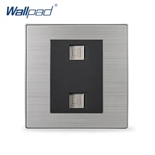 2017 Горячей Продажи 2 Двойной Компьютер Гнездо Wallpad Роскошный Настенный Выключатель Сети Атлас Металла AC 110-250 В