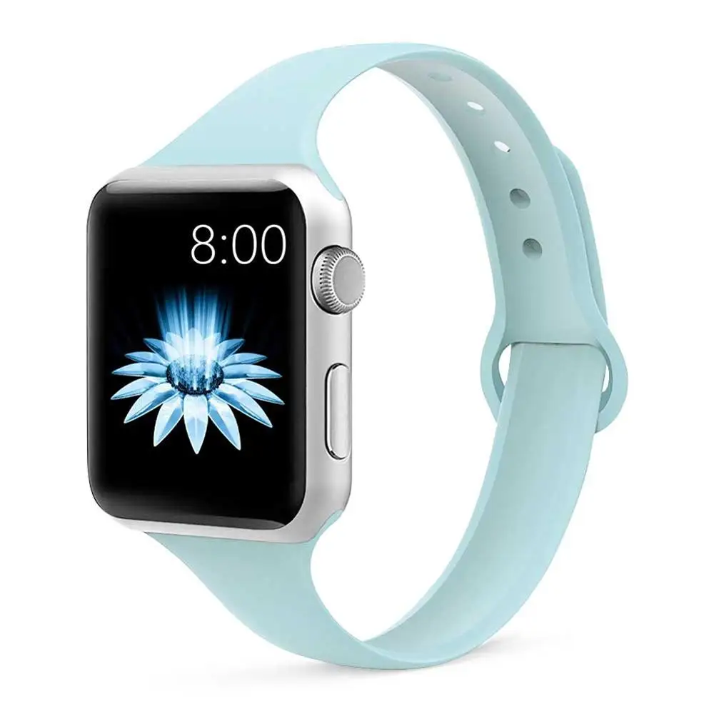 Тонкий ремешок для Apple watch 5, ремешок для Apple watch 5, 4, 3, 2, 1, iwatch 44 мм, 40 мм, iWatch 38 мм, 42 мм, спортивный силиконовый браслет, ремешок для часов - Band Color: sky blue 26