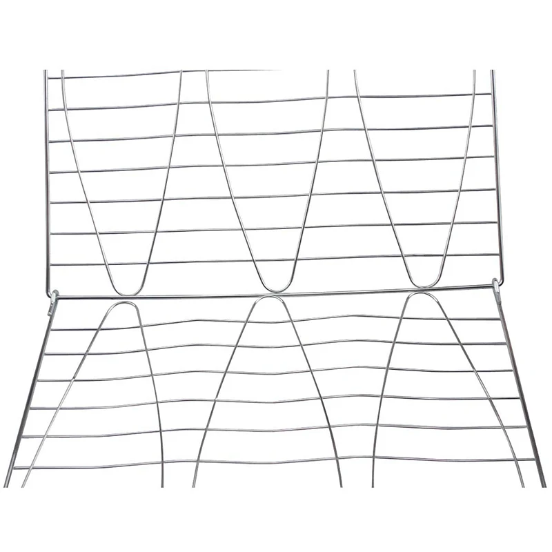 Non-stick Triple BBQ Fish Grilling Basket Barbecue Mesh Grill Clip Net Protable Camping Rack With Wood Hand BBQ Tool Accessories