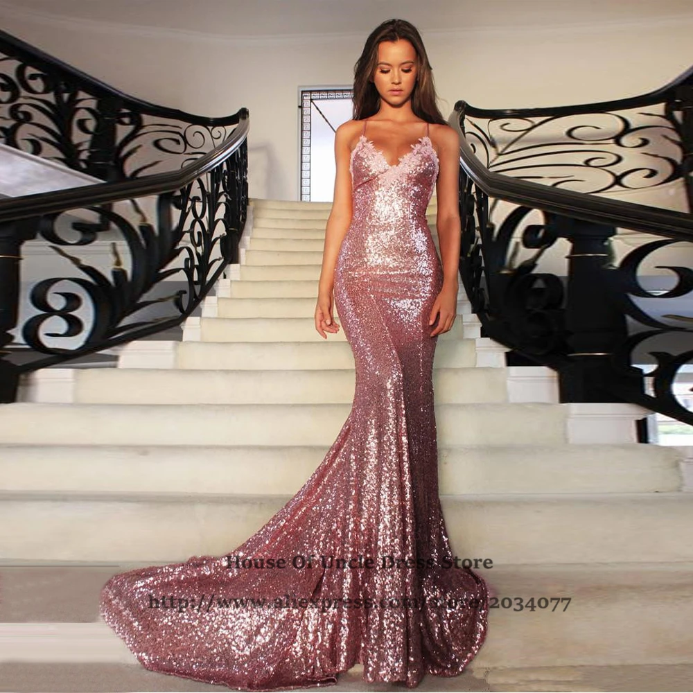 Pink Sequin Prom Dresses