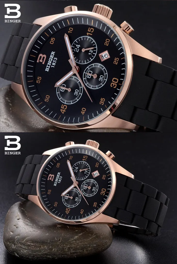 Free Shipping Wristwatches Men's Quartz Sport Utility Men Luxury Brand Automatic Chronograph Binger Military Watches Gift