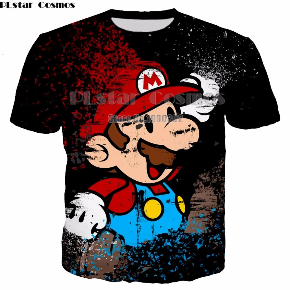 

PLstar Cosmos Cartoon style Super Mario new T-shirt 3D print Shirt O-Neck Short Sleeve T Shirt