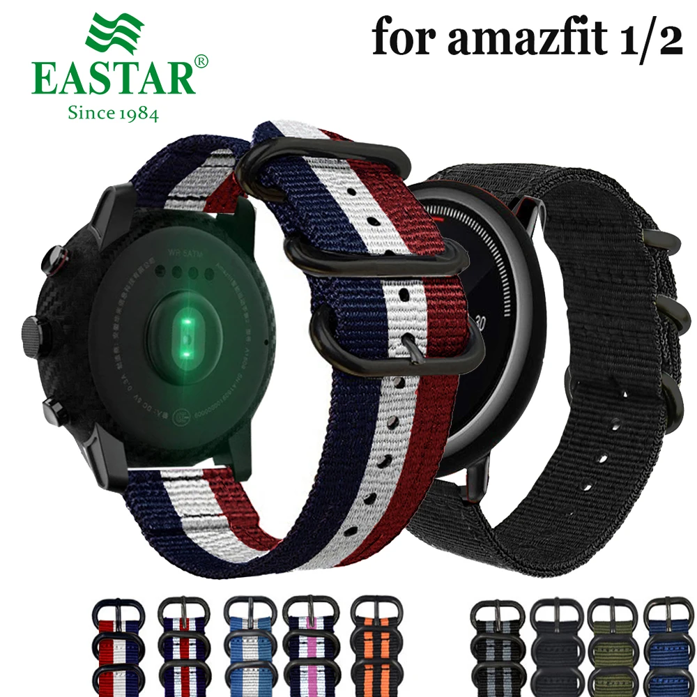 Eastar нейлоновый тканый ремешок для часов цветной сменный с пряжкой Amazfit Bip Xiaomi Huami