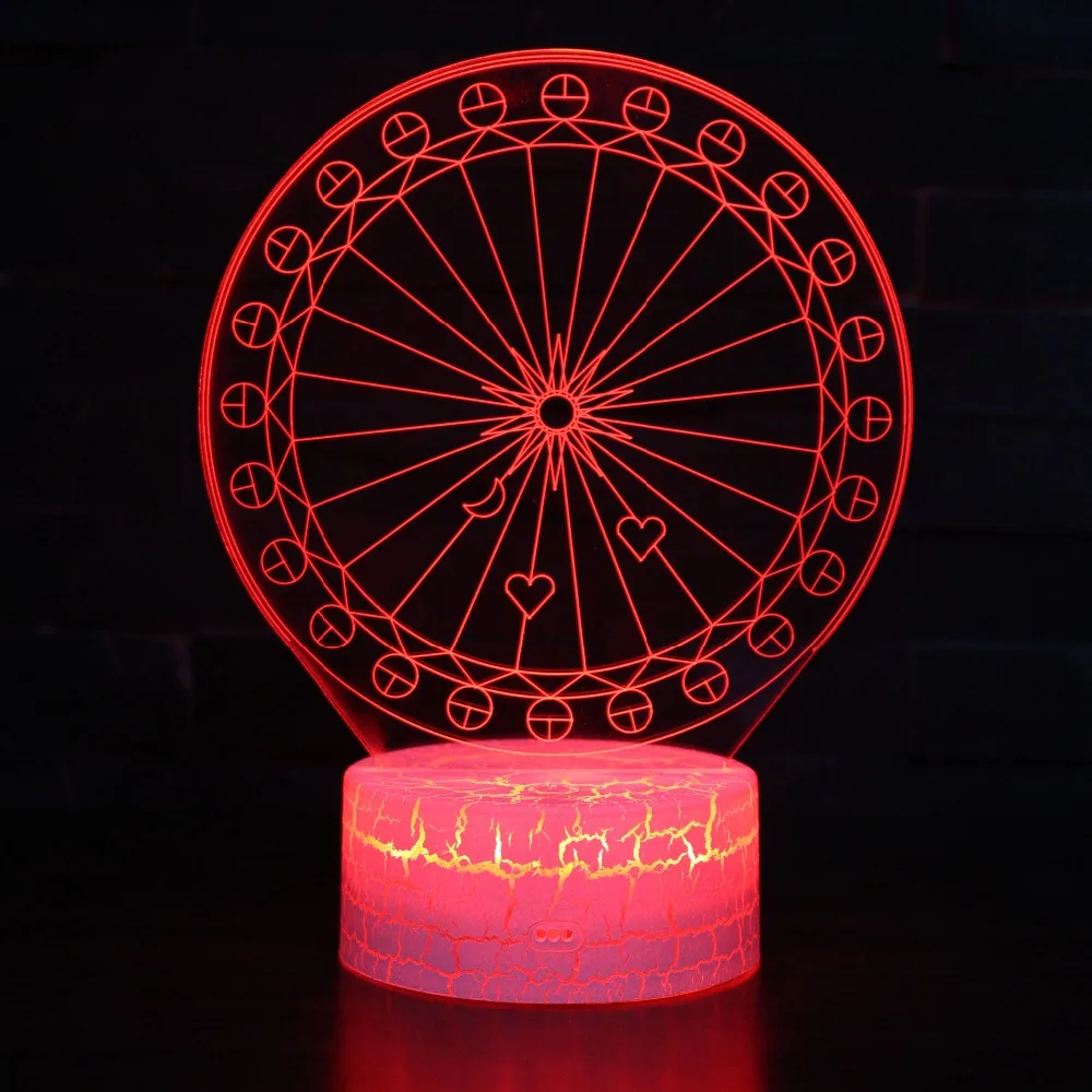 

Color Changeable Skywheel Ferris Wheel Illusion LED 3D Visual Night Light Bedroom Decoration Light Novelty Table Desk Lamp Gift