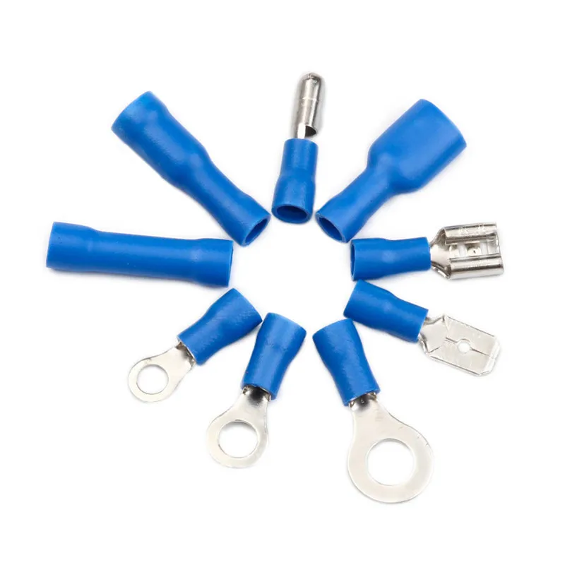 Terminais de Friso Conectores de Extremidade Anel de pá Terminadores de Cobre Conjunto com Caixa de Armazenamento Elétrico Isolado Garfo Azul Vermelho 360 Pçs Mod. 167829 7 High Quality Renovação da Casa