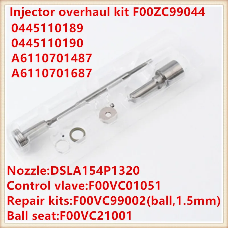 

0445110189 0445110190 A6110701487 A6110701687 Fuel Injector Repair Kits Nozzle DSLA154P1320 F00VC01051 F00ZC99044 F 00Z C99 044