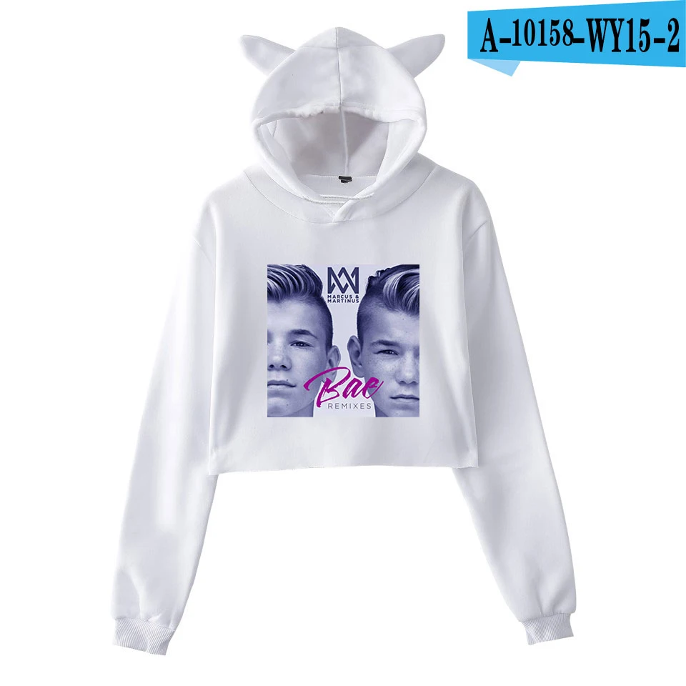 Frdun Tommy Marcus& Martinus Cat Ear Women Sexy Sweatshirt New Hoodies Long Sleeve Fashion Harajuku Kpop Casual Clothes - Цвет: white