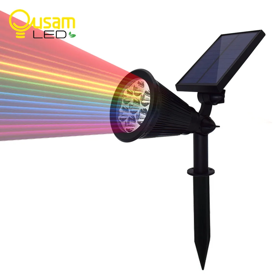 Solares do Jardim Automática de Cores Movido a Energia Luz para Iluminação do Gramado 7led Luzes Holofotes Mudança 7 Solar Caminho Lâmpada Quintal Pátio 1 Pcs