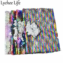 Lychee Life Радужная Двусторонняя блестящая ткань A4 29x21 см Полиэстер Атласная Ткань DIY Ручная работа швейная ткань принадлежности аксессуары