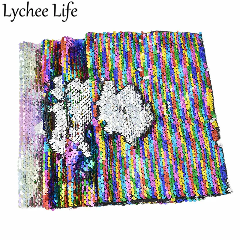 Lychee Life Радужная реверсивная блестящая ткань A4 29x21 см полиэфирная атласная DIY