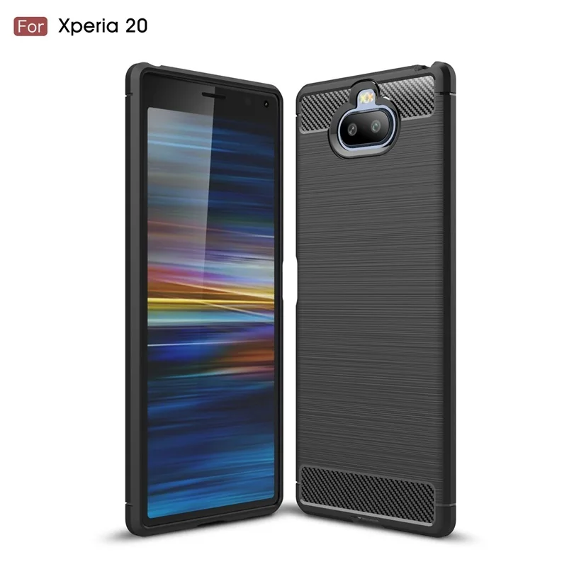 

For Sony Xperia 20 Carbon Fiber Case for Sony Xperia10 Plus Soft TPU Brushed Armor Silicone Hybrid Cover for SONY XA3 ultra Case