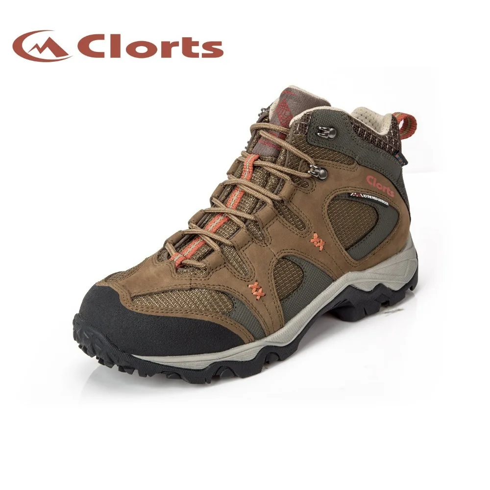 

Clorts Men Mid-Cut Hiking Sneakers Genuine Leather Waterproof Outdoor Hiking Shoes EVA Nubuck Climbing Athletic Shoes HKM-820