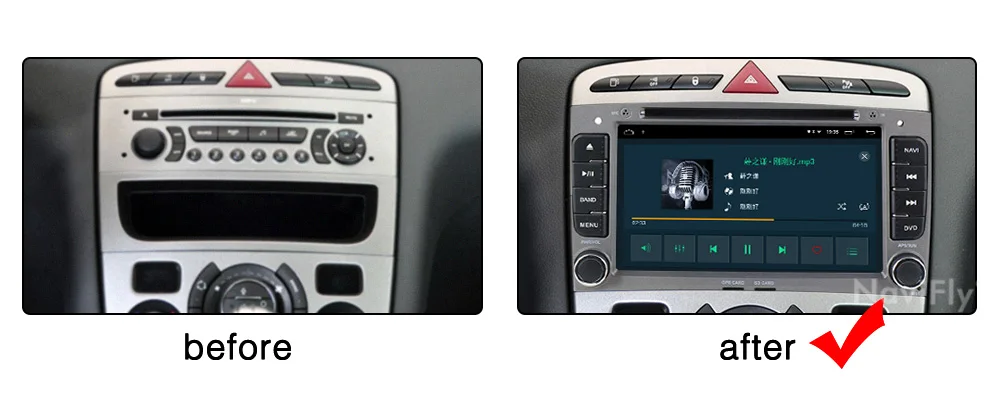 Cheap Navifly! 2G+32G Android 9.1 2din Car dvd radio audio GPS Navigation for PEUGEOT 308 2007-2013,408 2011-2014 car Stereo Head Unit 10