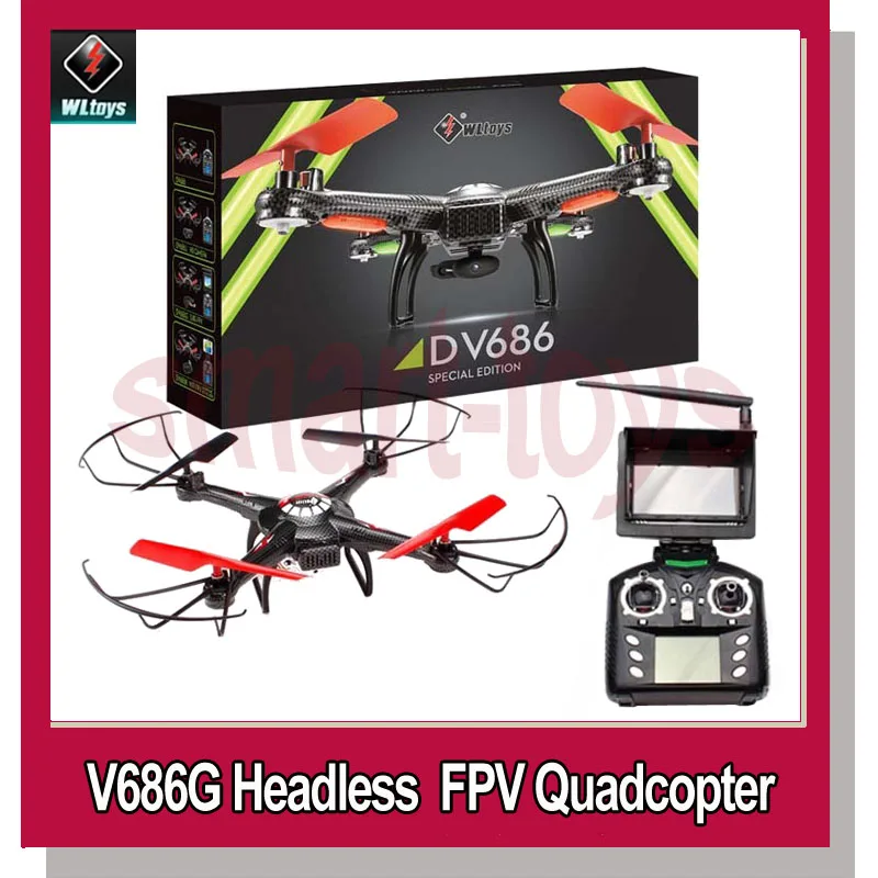 WLToys V686G Квадрокоптер с 3 шт. дополнительная батарея 5,8 г FPV Безголовый режим Дрон с 2MP HD камерой монитор DV686 вертолет