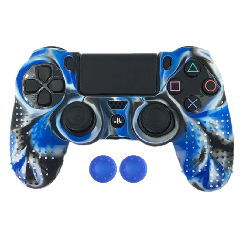 Цветной Противоскользящий силиконовый резиновый чехол для PS4 Dualshock 4 Pro тонкий контроллер с бесплатным силиконовый захват большого пальца - Цвет: B