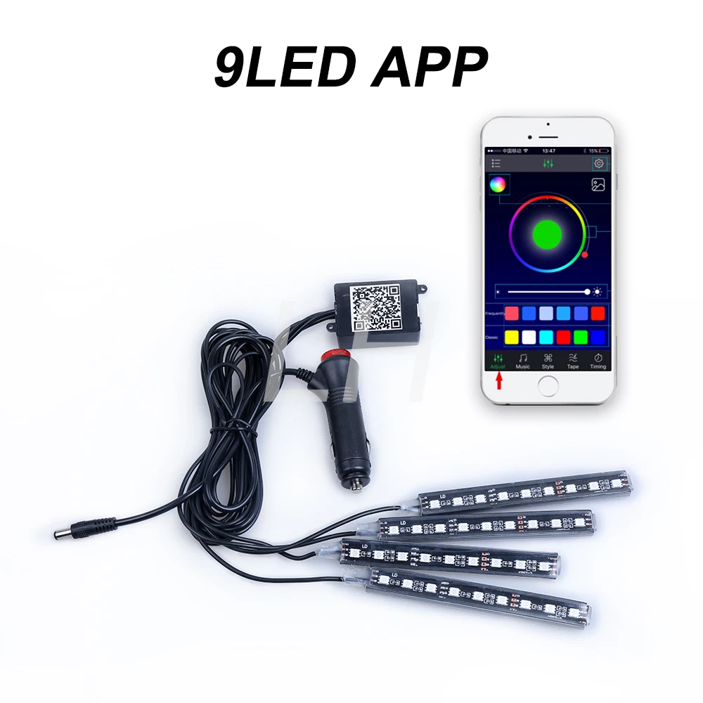 

Wireless Light styling Strip Neon Cigarette Control Interior Car Foot LED Floor RGB Decoration Remote/Voice Atmosphere