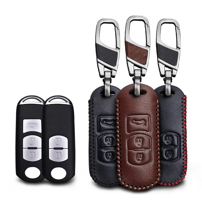 

2018 Car Key Case Genuine Leather Auto Styling Key Cover For Mazda 2 3 5 6 CX5 CX7 CX9 Atenza Axela Familia Keychain Accessories