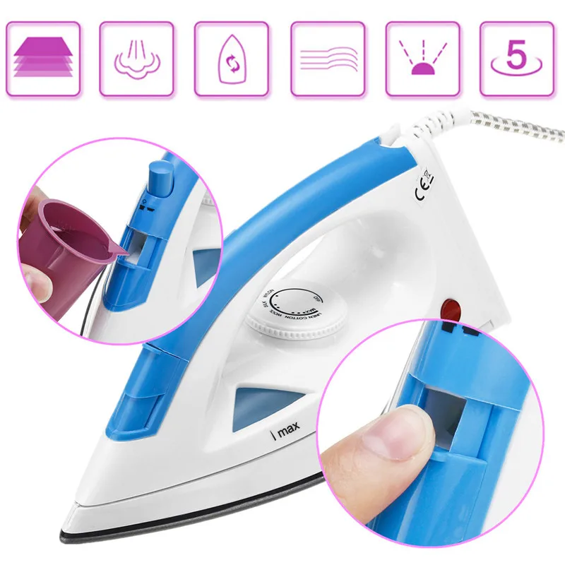 

SR-808 230V 1200W EU Electric Non-stick Soleplate Glides Steam Iron Large Stainless Steel Anti-drip System Portable Anti-calcium