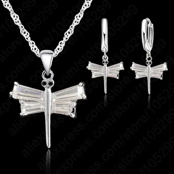 

2020 New Summer Fashion Elegant With Shape Of Dragonfly Necklace+Earring Jewelry Set 925 Sterling Silver For Women Birthday Gift