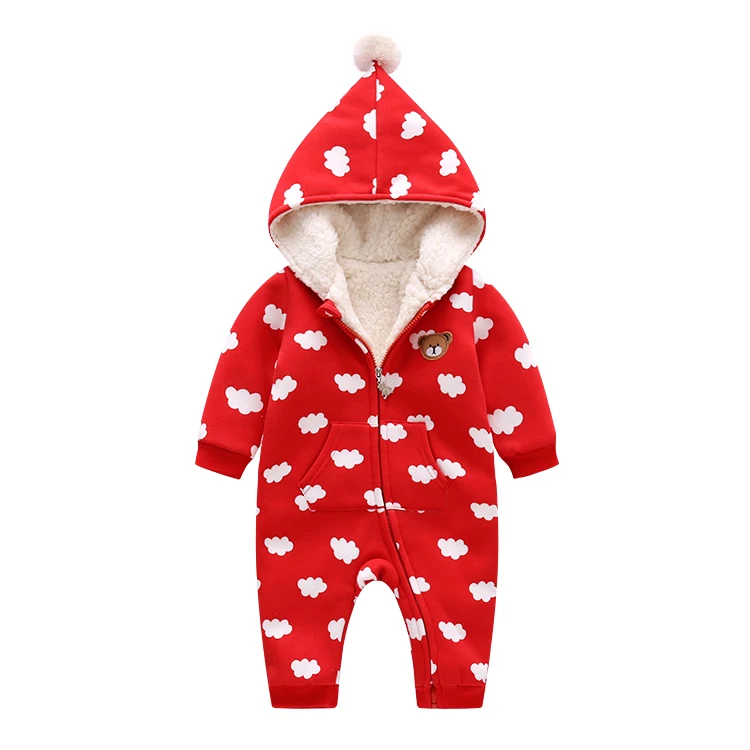 

Lovely Winter Baby Romper Clouds Print Warm Jumpsuit Christmas Newborn Clothes Playsuit