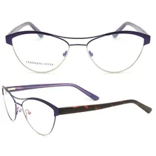 MONGOTEN женские новые модные кошачий глаз дизайн из нержавеющей стали оптические очки оправа фиолетовые прозрачные линзы ретро-очки близорукость очки