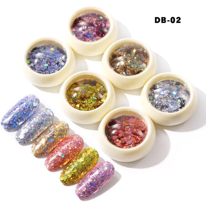 

6 Boxes Color Change Flakes Laser Nail Glitter Sequins(color change sequins)
