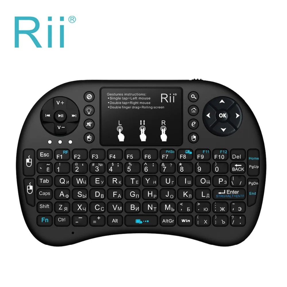 Русская клавиатура. Оригинал. Rii mini i8+Беспроводная клавиатура с тачпадом и