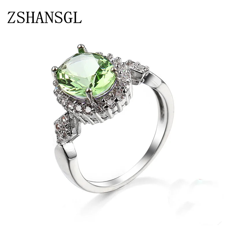Овальный светильник, зеленый CZ, обручальные кольца для женщин, 925 серебро, микро проложили 2.0ct AAA циркон, женские кольца для помолвки, anel bague femme