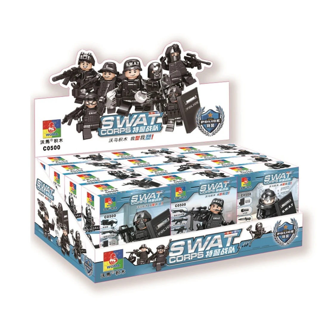 12 типов маленьких частиц DIY головоломки сборки SWAT команда кукла строительный блок игрушки для детей играть семья развлечения наборы