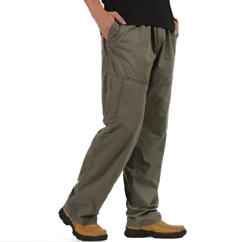 Новые мужские повседневные брюки, мешковатые Прямые хлопковые брюки, мужская верхняя одежда, много карманов, военные брюки-карго, длинные брюки для мужчин