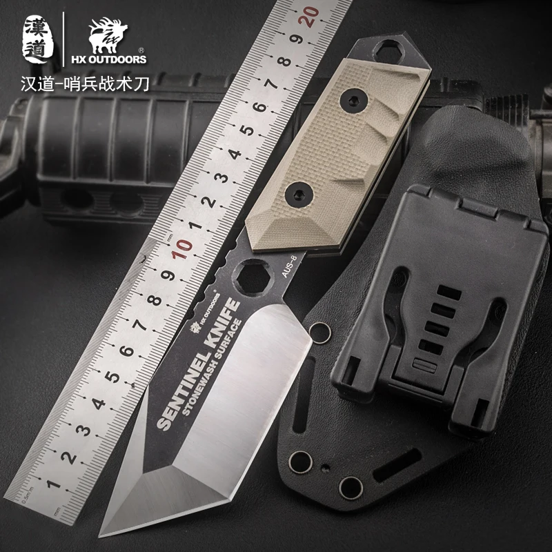 

HX OUTDOORS Aus-8 Steel Camping knife Tactical Fixed Blade Knives,G10 handle Survival Knife,Hunting Rescue Edc tool Dropshipping