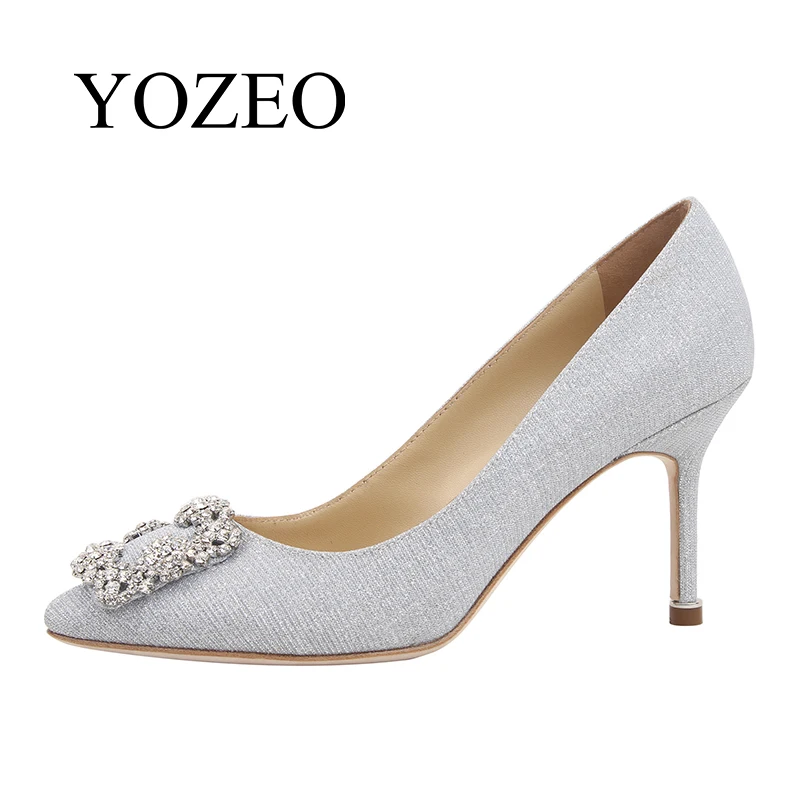 Ladies Wedding Bride Shoes Super High Heels Pointe Pumps Sequin Shoes Women Genuine Leather Fashion Elegant Party Office Shoes Women's Shoes