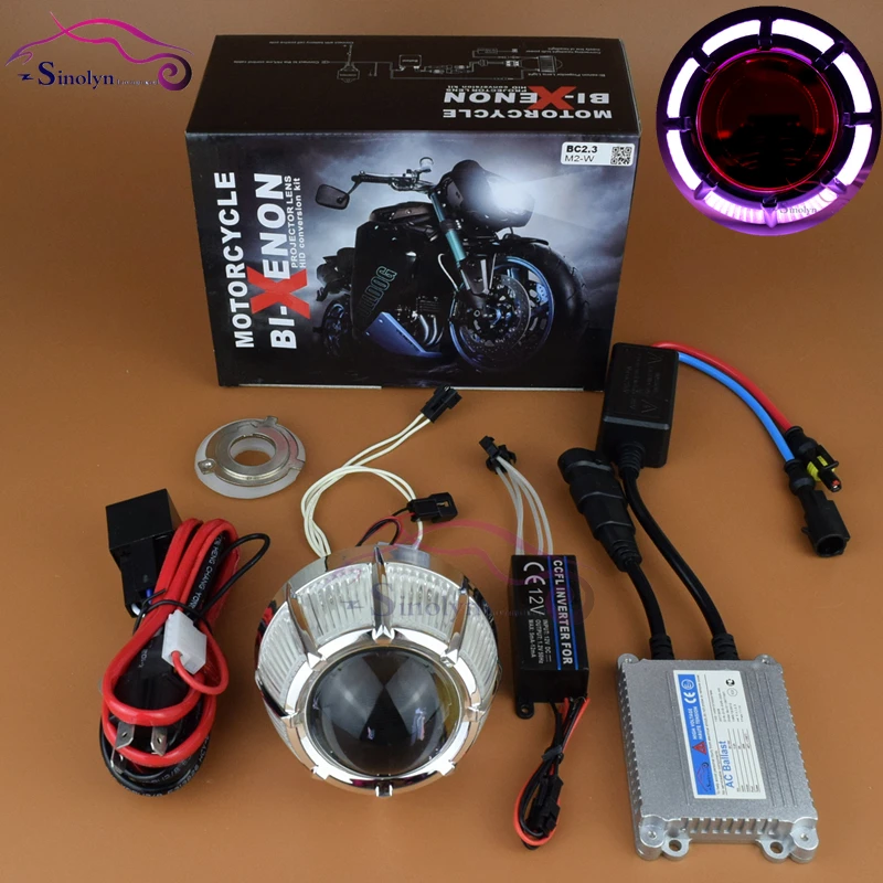 

Motorcycle Headlight 2.3 CCFL Angel Eye Halo Demon Evil Eye Hid Bixenon Projector Lens Light Kit Headlamp Motorcycle Accessories
